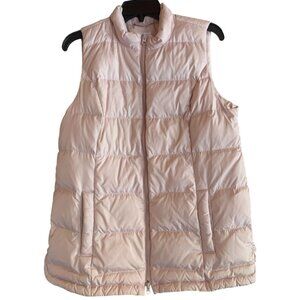J. Jill Womens Pink Down Puffer Vest M Petite Full Zip Lightweight Warm Outerwea